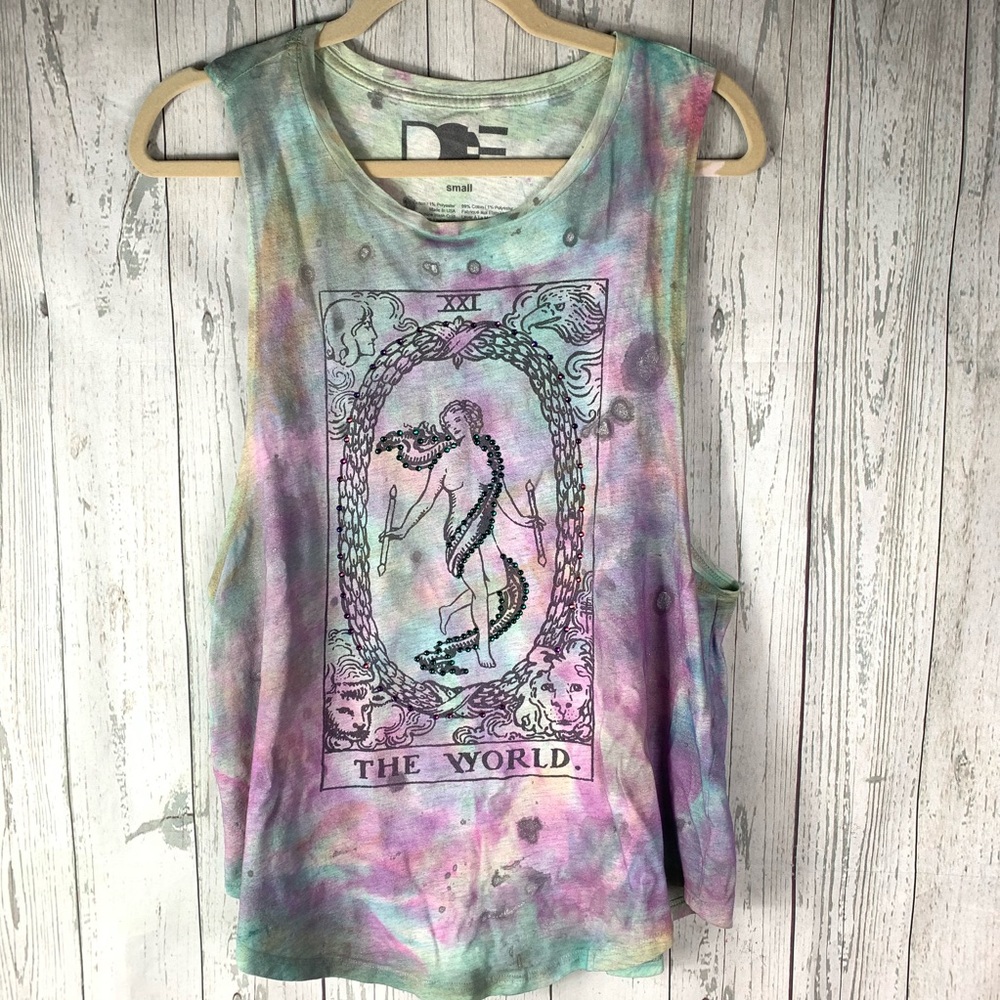 tye dye Swarovski hand made tarot shirt
